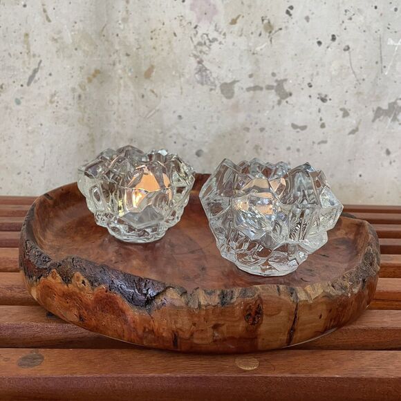 Vintage Set Of 2 Goebel Meteor Crystal Votive Candle Holders With Box - Picture 1 of 3